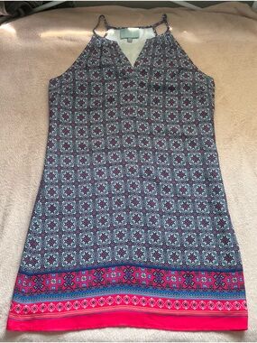 Skies Are Blue Geometric Print Sleeveless Dress Size Medium